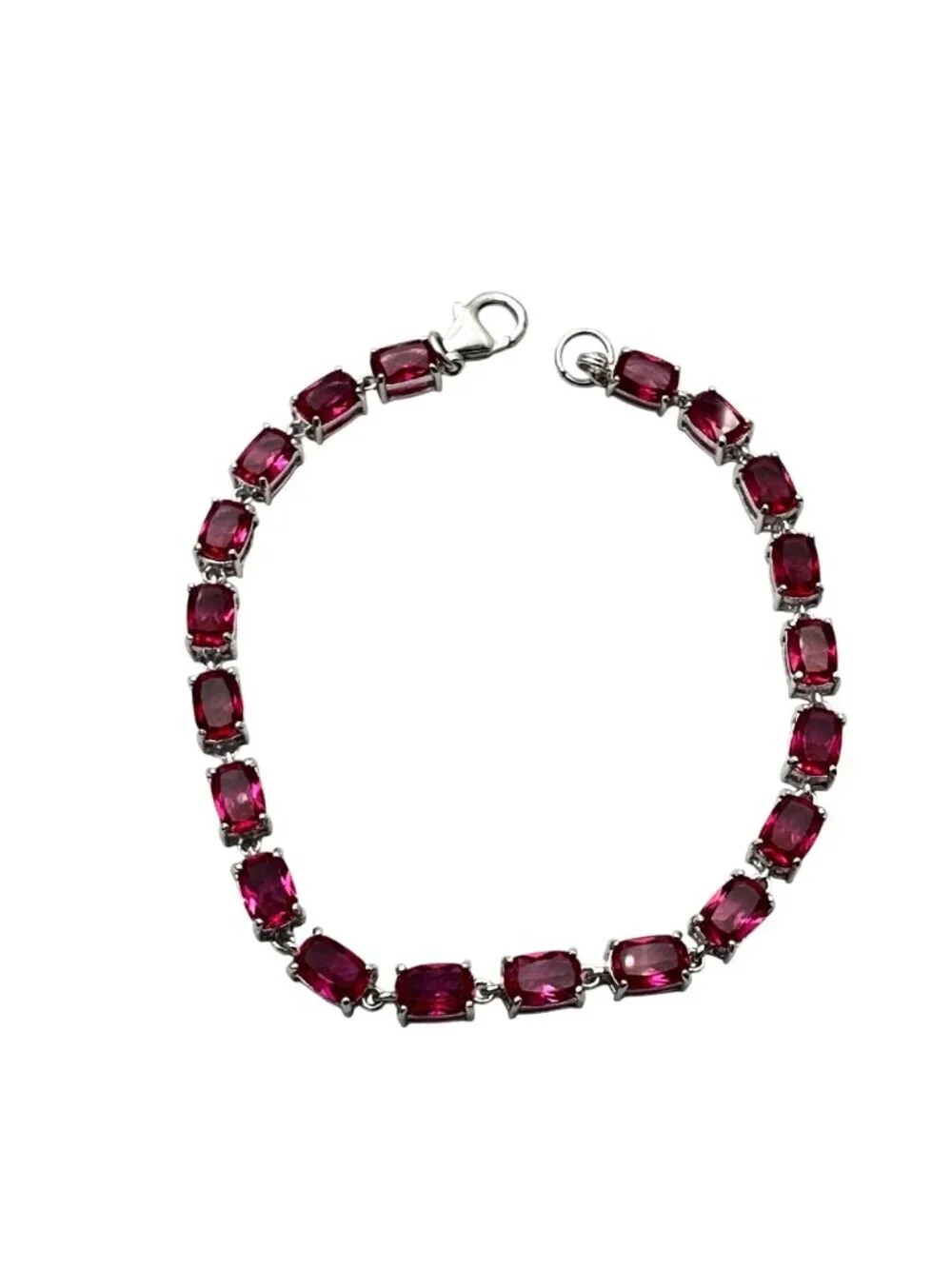 JTV Pink Sapphire Sterling Silver Tennis Bracelet 7 Inch New